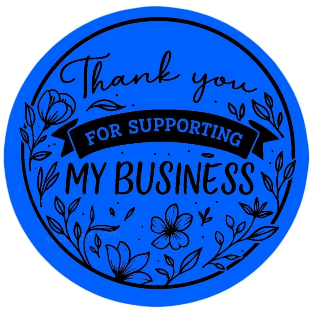 Thank You for Supporting My Business Sticker 2” | Floral Label for Packaging